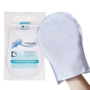 QUIMED ITALIA - lot de 20 gant de toilette jetable de haute qualité avec un savon pH physiologique doux, gants de toilette jetables à usage unique, gants nettoyage bain personne agée, enfant, bebe