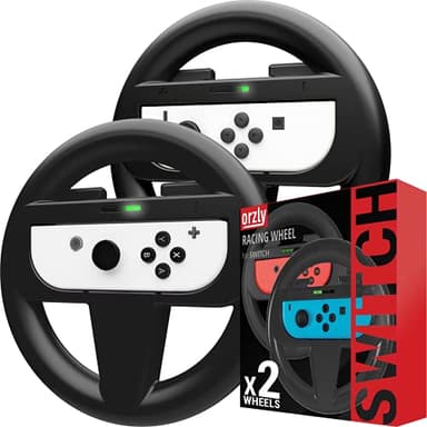 Orzly Volants pour Nintendo Switch 1 & OLED Joy-Cons, Volants de Course pour Mario Kart 8 Deluxe [Accessoires Volant Mariokart Switch Manette Joycon] LOT DE DEUX (Switch 1ère Génération & OLED)