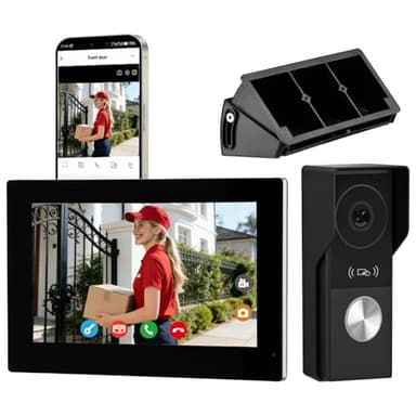 Honmidatek Visiophone Filaire Connecté à 2 Fils, Interphone Vidéo IP WiFi avec 7'' écran Tactile,1080P Sonnette Portier, APP Unlock à Distance,Détection de Mouvement,Lecture, Enregistrement