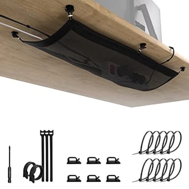 Ultimate Setup Filet de Gestion des câbles – Plateau de Fils sous Le Bureau – Organiseur de Cordons Bureau, Noir, (OL1067)