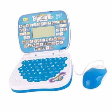 Ordinateur Portable d'apprentissage Bilingue pour Enfants avec Clavier Musical Laptop de juguete Mat¨¦riel ABS pour Enfants Apprenant L'anglais et L'espagnol Toys & Games