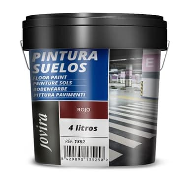 JOVIRA PINTURAS Peinture Sols, Garages, Terrains de Sport, Sols en Béton, Asphalte et Ciment. Protège et décore les surfaces, aspect mat. (4 Litres, Rouge)