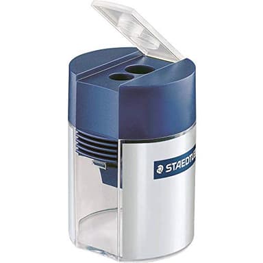 Staedtler Noris 512, Taille-crayon de haute qualité à deux usages, Pour crayons à papier et crayons de couleur standards, Avec réservoir cylindrique et fermeture hermétique, 512 001 - 1 unit