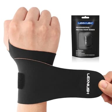 Lexniush Bandages de Poignet Réglables pour Canal Carpien, Arthrose, Tendinite Et Entorse, Soulagement de la Douleur, Orthèse Poignet Droit pour le Sport, Fitness, Travail, Femme et Homme, Noir