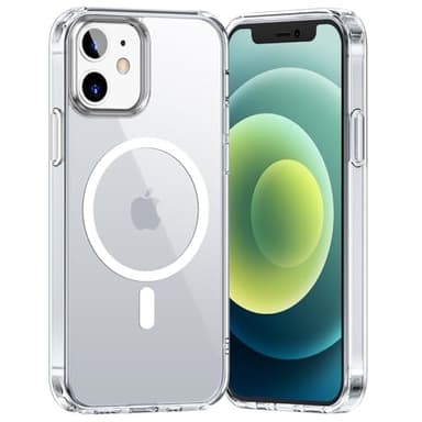 Opkiegrn Coque pour iPhone 12/12Pro, Compatible avec MagSafe Recharge sans Fil, Protection Antichoc, Anti-Jaunissement,Dos Anti Rayures PC Magnétique Étui Housse,Transparent