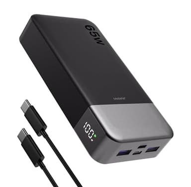 JUOVI Batterie Externe 65W 20000mAh Power Bank USB C in&Out Chargeur Portable Charge Rapide Compatible avec MacBook iPhone 17 16 15 14 Galaxy S24 Smartphone Ordinateur Portable Tablette