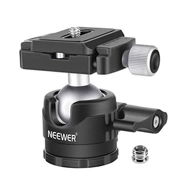 NEEWER Rotule pour trépied à Profil Bas 28 mm Rotation panoramique à 360° avec Plaque de dégagement Rapide de Type Arca 1/4" et Niveau à Bulle pour trépieds, monopodes, Charge maximale : 6,6 LB/5 kg