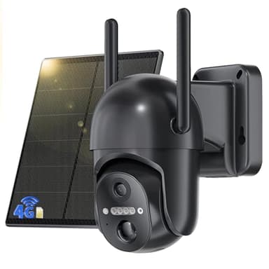 NUASI 4G LTE Caméra Surveillance Extérieure sans Fil, 2K Camera Solaire avec Carte SIM, 360° PTZ, Vision Nocturne Couleur, Détection de Mouvement PIR, Audio Bidirectionnel, Imperméable IP66