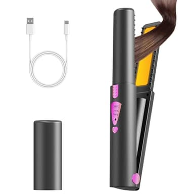 Journeyside Fer à Lisser Sans Fil, Lisseur Boucleur Cheveux 2 en 1, Mini Lisser Rechargeable,3 Température/160°-200°,Chauffage Rapide, Lisseur de Voyage Portatif pour des Cheveux Lisser et Boucler