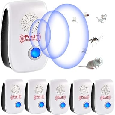 Répulsif Ultrason Anti-Rongeurs Insectes, 6 pcs Ultrason Anti Moustique Ultrason Souris et Rats, Intérieur Répulsif Électronique Insectes pour Souris, Rats Fourmis Araignées Moustiques