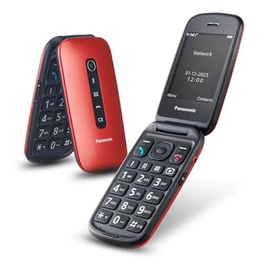 Panasonic KX-TU550EXR Flip Phone, 4G, 1.2MP Camera, with Large 2.8" Screen, 300 Hours Standby Time, Red