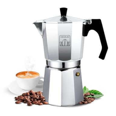Cecotec Cafetière Italienne Mokclassic 1200 Shiny. Cafetière Expresso, Toutes les Cuisines, 12 Tasses, Joint en Silicone, Poignée Ergonomique et Thermorésistante, Filtre et Valve en Acier Inoxydable