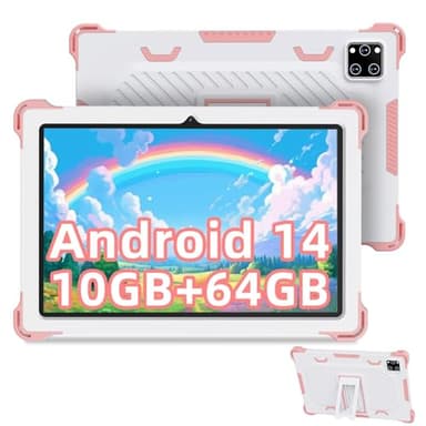 Semeakoko Tablette pour Enfant 10 ", Android 14 Octa-Core, 10 Go de RAM + 64 Go de ROM (1 TB), contrôle Parental, Application IWawa éducative pour Enfants, avec étui de Protection Anti-Chute, Cadeau