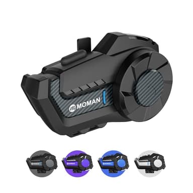 Moman H2 Pro Intercom Moto, Kit Main Libre sans Fil 5.1, Réduction de Bruit CVC, Assistant Vocal AI, Radio FM, Étanchéité IP65, Interphone pour Motocyclette/ATV/Vélo