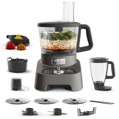 Moulinex Double force Robot Multifonction, 1000 W, Blender polyvalent 2L, 10 accessoires, 31 fonctions, Hachoir, Râpes, Presse-Agrumes, FP825E10