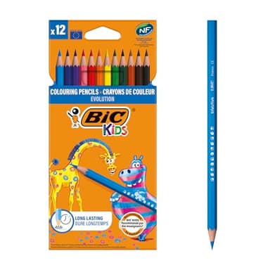 Bic Kids Evolution Ecolutions Crayons De Couleur, Coloris Assortis, 12 unités