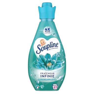SOUPLINE - Adoucissant Fraîcheur Infinie Douceur du Lagon - Parfum Longue Durée - 800ml