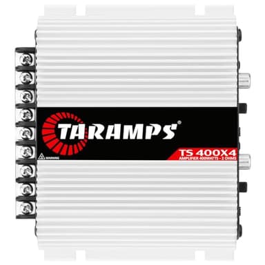 Taramps TS 400 x 4 avec entrée automatique haut niveau 400 W RMS 4 canaux Gamme complète Amplificateur audio de voiture Entrée RCA Classe D 2 canaux pontés Système amplificateur multicanal