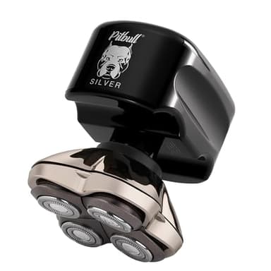 Skull Shaver Pitbull Silver Pro SX5 - Rasoir Tête et Visage - Électrique pour Homme, Humide et Sec, Sans Fil, Résistant à l’Eau - Performances Améliorées