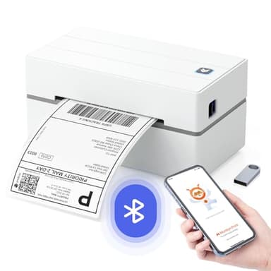 MUNBYN Imprimante Thermique, Imprimante d'étiquettes d'expédition Bluetooth sans Fil 4x6 pour Colis et Petites Entreprises à Domicile, Compatible avec DHL, UPS, Colissimo, Shopify, Vinted,Leboncoin