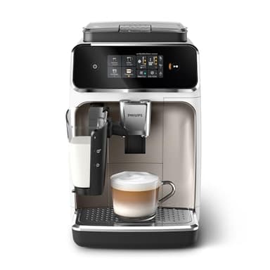 Philips Machine à Expresso Automatique Série 2300-4 Boissons, Écran tactile couleur moderne, Système de lait LatteGo, SilentBrew, Broyeur en Céramique, Filtre AquaClean. Blanc Chromé (EP2333/40)