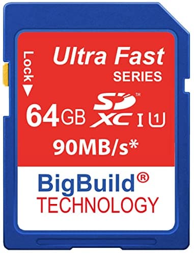 BigBuild Technology 64Go 90Mo/s Ultra Rapide Carte mémoire pour Caméra de Canon PowerShot SX740 HS, Classe 10 SDXC