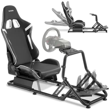 tectake® Fauteuil Gaming Simulateur de Conduite, 57x144x108,5 cm, Chaise Gaming baquet GT, Nombreux Réglages, Support Volant et Pédalier, Cockpit Simracing pour Volant Logitech, Thrustmaster, Fanatec