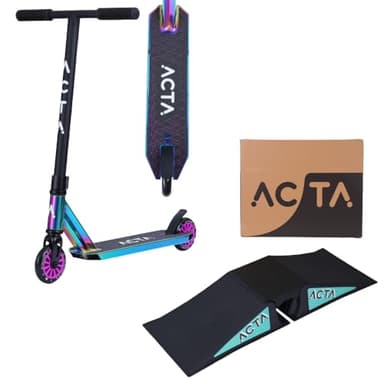 ACTA Rampe de Skate pour Enfants - Mini Rampe pour Trottinette Freestyle, BMX, Voiture RC - Légère et Portable (Rampe) (Rampe + Trottinette)