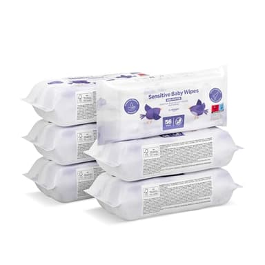 by Amazon 336 Lingettes pour Bébé à Peau Sensible, 6 Paquets de 56