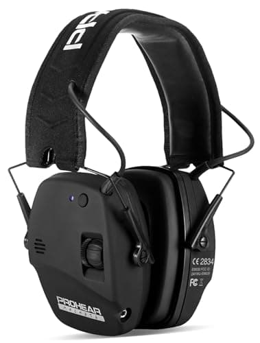 PROHEAR 030 Bluetooth Casque de Tir Anti Bruit Coussinets d'oreille Remplaçable, SNR 27dB, NRR 22dB, Réducteur électronique de Bruit Réglable, Protection Auditive de Chasse Amplificateur Sonore - Noir