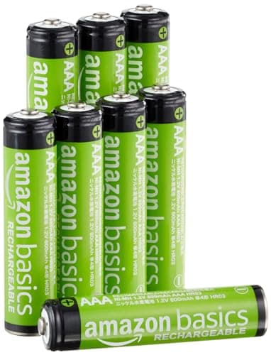 Amazon Basics Lot de 8 piles rechargeables AAA NiMH performantes, 800 mAh, 1,2 V, rechargeables 1 000 fois, préchargées