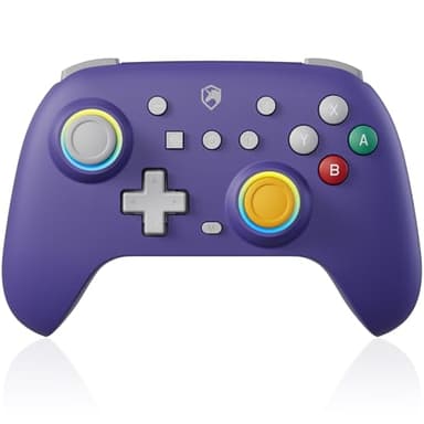 ECHTPower Manette Switch Violette, 2025 Couleur Rétro Manette Switch 2 Sans Fil avec Hall Joysticks/RGB/Macro/Turbo/Vibration, Manette Switch Pro Compatible avec Switch/OLED/PC/Adroid/iOS