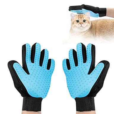 Fousenuk 1 Paire Gant Brosse, Gants Chat en Silicone pour Chien, Chat, Lapin, Gant Toilettage Ajustable Animaux de Compagnie Brosse 4 en 1 pour Brossage, Massage, Bain et Récupération des Poils