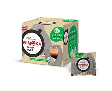Gimoka Dosette Compostable, Mélange Gusto Ricco intensité 13/13-50 Dosettes en Papier de Café - Compatible Pour Easy Serving Espresso (Système ESE 44 mm)