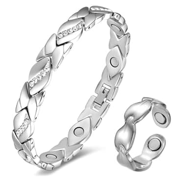 XSDSLS Bracelet Magnétique en Cuivre pour Femme, 3500 GAUSS Par Aimant, Bague Ouverte pour Fête des mères - Bijoux Cadeau