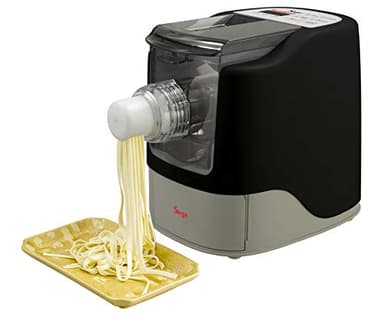 Sirge PastaBuona Machine à pâtes 260 W – 13 Trafile – jusqu'à 480 g de farine - PASTA ITALIANA – 4 programmes – Accessoires pour raviolons et kit de pain/pizza offert
