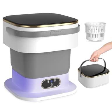 Mini Machine à Laver pour Petits vêtements,15L 2 en 1 Machine à Laver Portable avec Panier d'essorage et 3 modes de nettoyage pour les appartements, les dortoirs et camping(Gris)