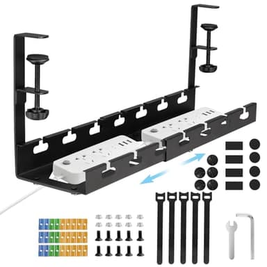 seOSTO Cable Management, Range Cable Bureau Rétractable de 28,5cm à 55cm, Plateau de Gestion des Câbles de Bureau,Rangement Cable Bureau, Câble Management Organisateur de Cable pour Bureau à Domicile