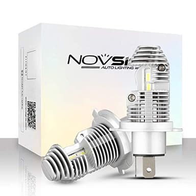NOVSIGHT Ampoules H4 LED - 18000LM Phare automobile, Ampoule de Remplacement Halogène H4 Super Bright Blanc，Pack de 2