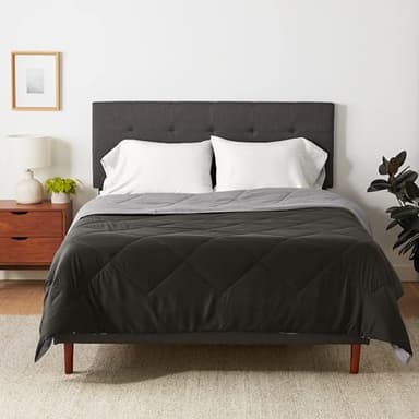 Amazon Basics Couette 4 Saisons réversible pour lit 2 Personnes, 220 x 240 cm, gris/noir
