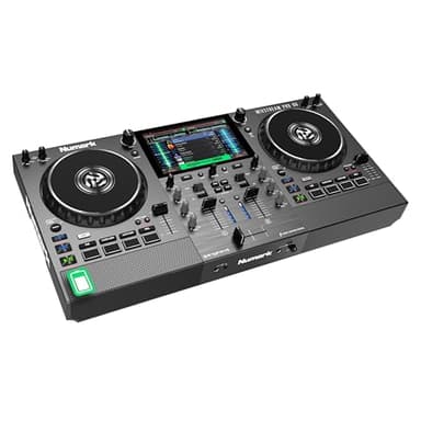 Numark Mixstream Pro Go contrôleur DJ portable à batterie, mixeur avec séparation Stems, haut-parleurs, Wi-Fi, écran tactile, compatible Serato DJ