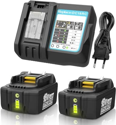 XNJTG 18V 5,5Ah Batterie pour Makita BL1850 avec Chargeur DC18RC Compatible avec Makita 18V Batterie BL1860 BL1850B BL1840 BL1830