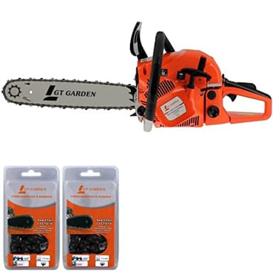 GT Garden Tronçonneuse Thermique 62 cm3, 3.5 CV, Guide 40 cm, 2 chaînes