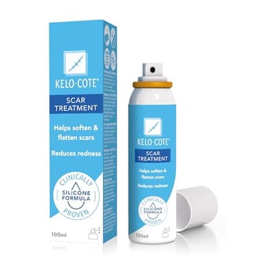 KELO-COTE - Spray Pour Traitement Des Cicatrices Excessives - Formule Silicone - Atténue Rougeurs & Démangeaisons - Résiste À L’Eau - Transparent - Cliniquement Prouvé - 100 ml
