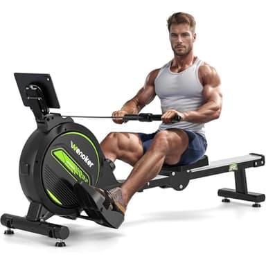 Rameur magnétique Wenoker Pliable pour la Maison, capacité de Poids de 160 kg, Silencieux et Lisse avec Support de Tablette pour écran LCD et Coussin de siège Confortable
