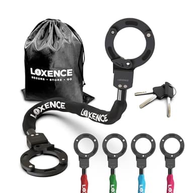LOXENCE Antivol Trotinette Electrique, Antivol Velo 92 cm, Cadenas Trotinette Electrique Hautement Sécurisé, Cadenas Clé Avec Sac à Cordon, Accessoires pour Scooters, Vélos (Noir)