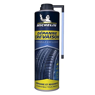 MICHELIN Répare-Crevaison 500ml – Bombe Anti-crevaison Voiture, SUV, Utilitaire, Caravane, réparation et regonflage instantané sans démontage, Tous pneus Jusqu’à 245 mm, Formule brevetée