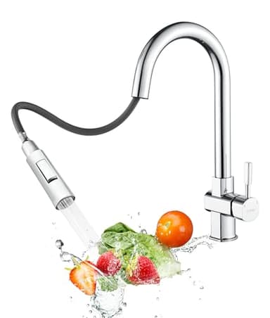 Robinet de Cuisine,Robinet de Cuisine Haute Pression Avec Douchette Extractible,Pivotant à 360°, Mitigeur D'éVier à Double Bec,Mitigeur de Cuisine En Acier Inoxydable Chromé