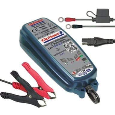 OPTIMATE - Chargeur Batterie Optimate 3 - Pour Batterie 12V - Peut Tester et/ou Charger Deux Batteries en Même Temps