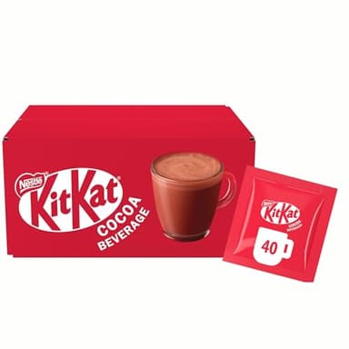 KITKAT Boisson Cacaotée Goût Gaufrettes - 40 Sachets Solubles - Pour Préparer un Chocolat Chaud Instantané - A Mélanger avec de l'Eau - Cacao Certifié Rainforest Alliance - 40 Sticks de 28g